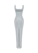 Платье макси из шифона с кристаллами