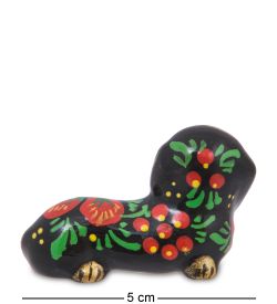 ГЛ-967 Фигурка «Такса» хохлома (Гжельский фарфор)