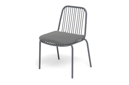 "Кастелло" стул плетеный из роупа, каркас из стали темно-серый (RAL7024) муар, ткань темно-серая 027