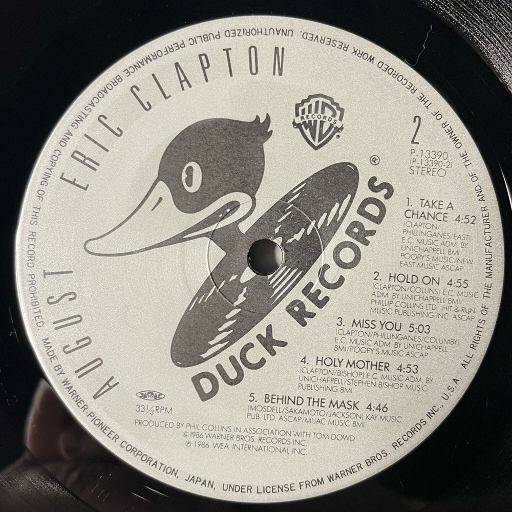Винтажная виниловая пластинка LP Eric Clapton August (Japan 1986) (Obi) Take A Chance