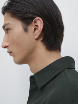 Massimo Dutti Поло из рельефной ткани пике с длинными рукавами, бутылочный