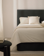 Изголовье кровати Jaira из льна и хлопка антрацитового цвета со съемным чехлом для кровати 180 см