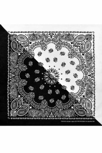 Бандана черно-белая пейсли огурцы