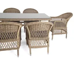 "Амароне" обеденная группа из искусственного ротанга на 6 персон, цвет соломенный