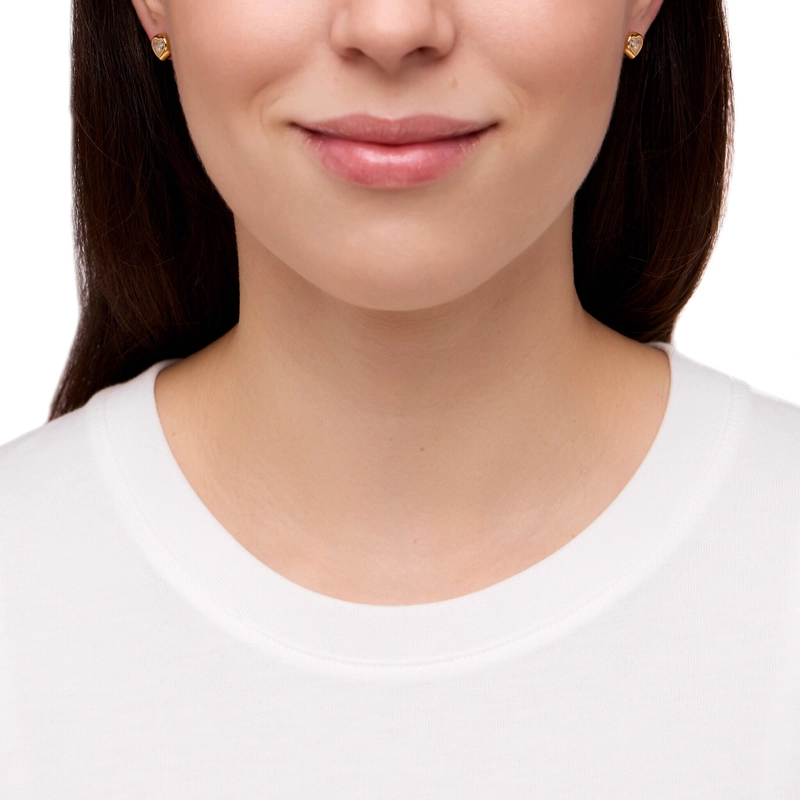 Серьги Золотое Сердце с Камнем – Кристальные