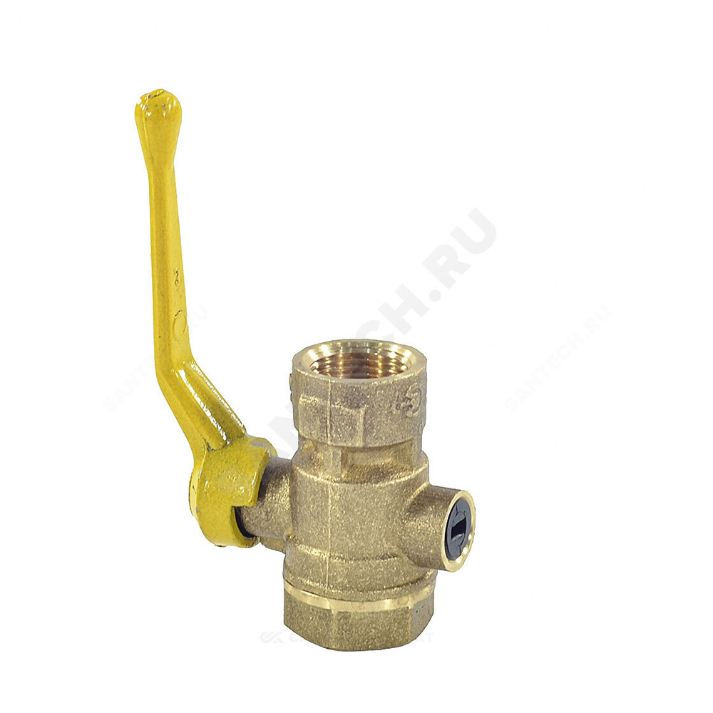 Кран для манометра шаровой латунь газ 11Б27п10 Ду 15 Ру16 ВР/ВР G1/2"-М20х1,5 с рукояткой без фланца Цветлит ZW10019