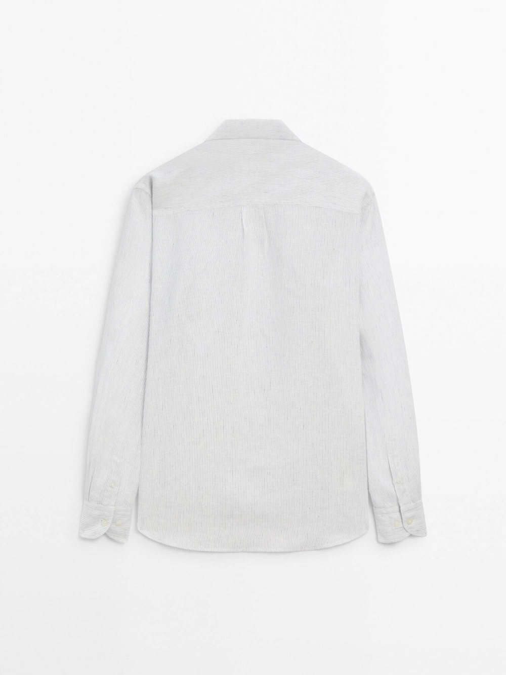 Massimo Dutti Рубашка классического кроя из 100% льна в полоску, небесно-голубой