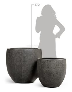 Кашпо TREEZ Effectory - Stone - Большой округлый конус - Тёмно-серый камень