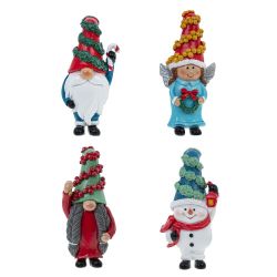 GAEM Фигурка декоративная "Ангел/Дед Мороз/Снеговик/Гном", L5 W3,5 H10,5 см, 4в.