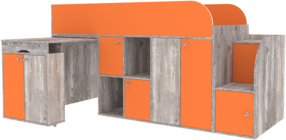 Кровать-чердак КарИВи Малыш 3 Бетон Оранжевый