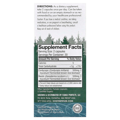 Host Defense, Mushrooms™, Cordychi®, 60 капсул