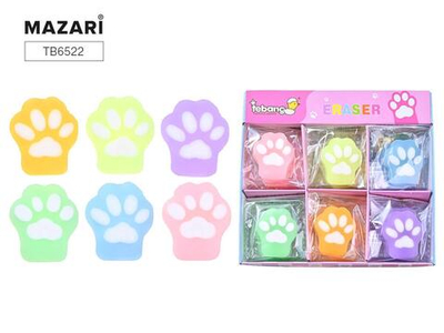 Ластик фигурный 3.5*4*0.7см в ассорт.ЛАПКИ(Mazari)