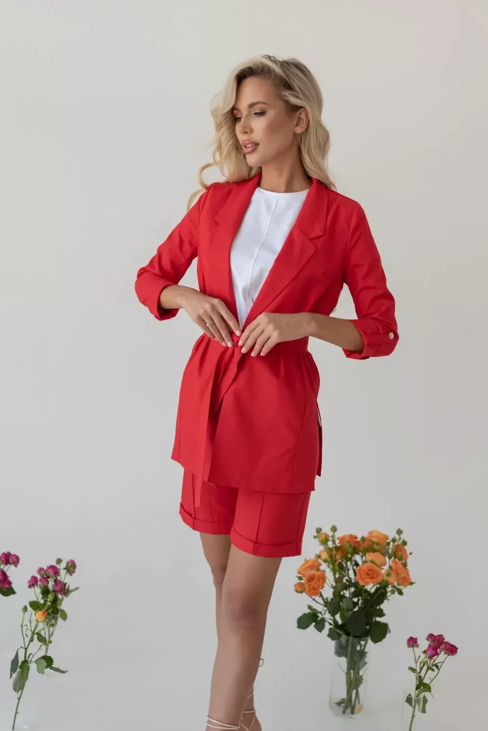 Костюм красный лен