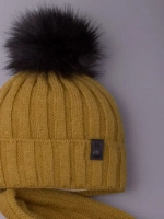 Шапка детская зимняя вязаная с помпоном и снуд