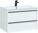 Тумба с раковиной Aquanet Lino 80 белая матовая