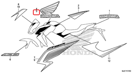 86202-MJE-D00ZB. MARK, L. WING(100MM) *TYPE2*