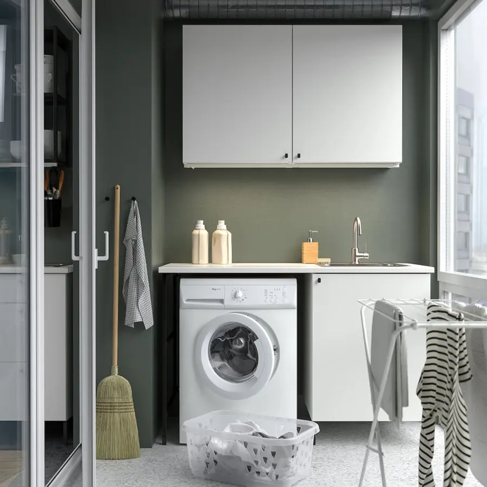Комбинация для ванной - IKEA ENHET, 139х63.5х87.5 см, белый/антрацит, ЭНХЕТ ИКЕА