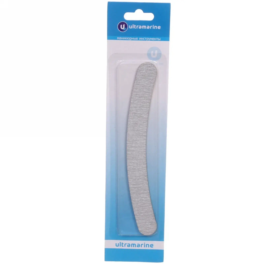 Пилка для ногтей наждачная на блистере бумеранг «Ultramarine», цвет серый 18*2см