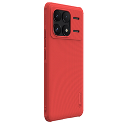 Усиленный двухкомпонентный чехол красного цвета от Nillkin для Xiaomi Poco F6 Pro, серия Super Frosted Shield Pro