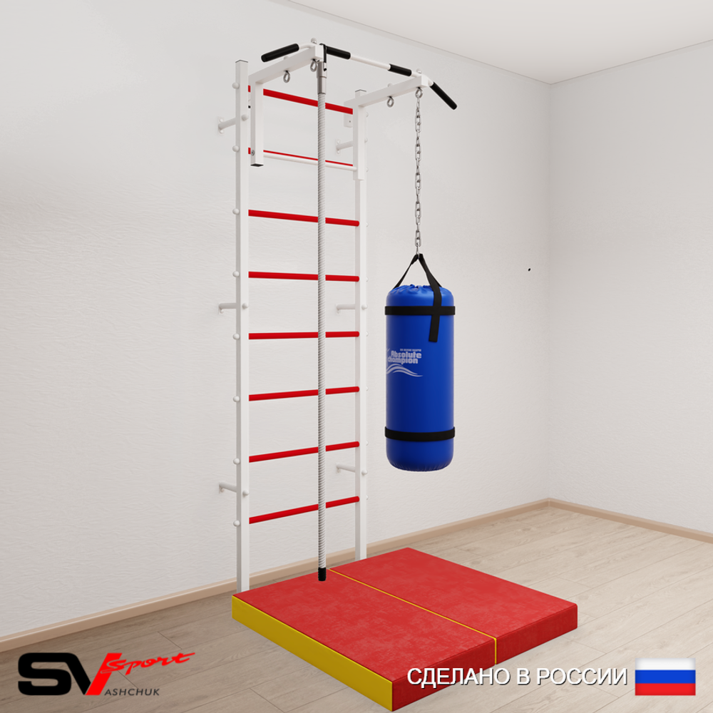 Шведская стенка Sv Sport 5096 (Турник стандарт/Канат/Цепь/Мешок 22кг/Мат 1м)