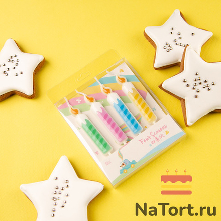 Набор свечей для торта «Четыре цвета» (цветные, 10 см) 4 шт