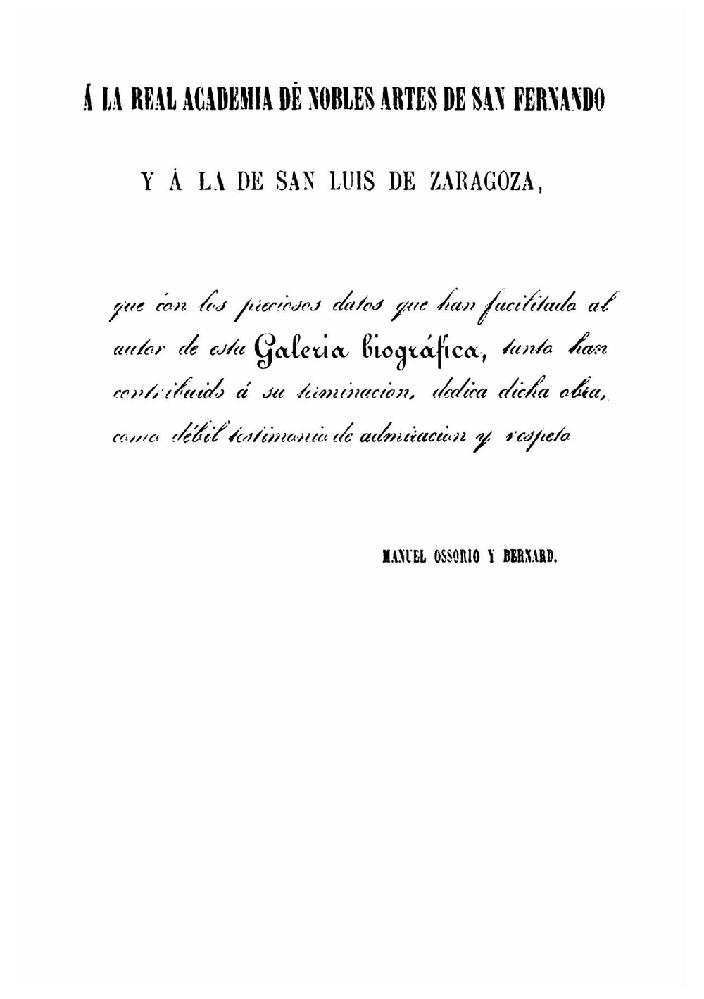 Galería Biográfica De Artistas Españoles Del Siglo XIX. Volume 1 | Manuel Ossorio Y Berbard