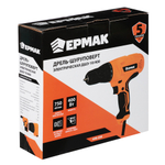 Дрель-Шуруповерт электрическая Ермак ДШЕ-10/400, 400Вт 0-750 об/мин коробка