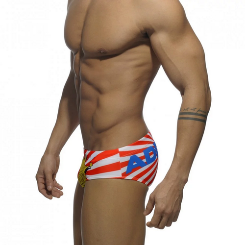 Мужские плавки брифы оранжево-белые SuperHero Addicted