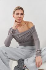 ТОП-БОДИ НА ОДНО ПЛЕЧО, СЕРЫЙ