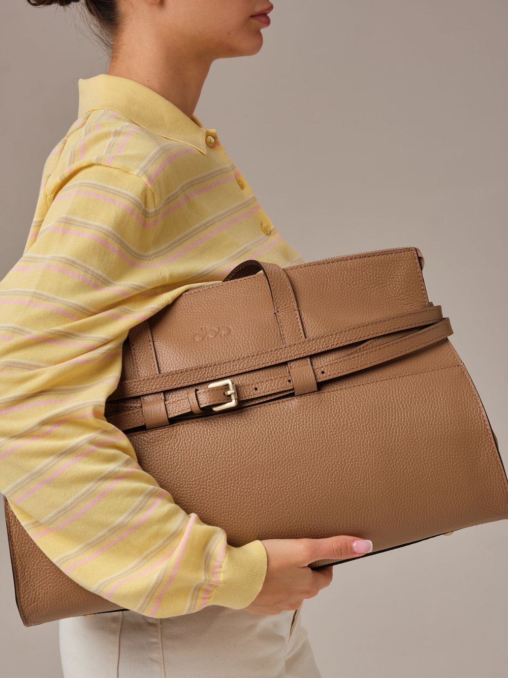 Кожаная сумка Rumi DBR 31152 коричневый капучино