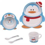 Набор детской посуды из бамбука 5 предметов «Пингвин в шляпке»