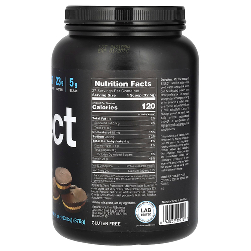 PEScience, Select Protein, протеиновая порошковая смесь для приготовления напитка, чашка с шоколадным и арахисовым маслом, 878 г (1,93 фунта)
