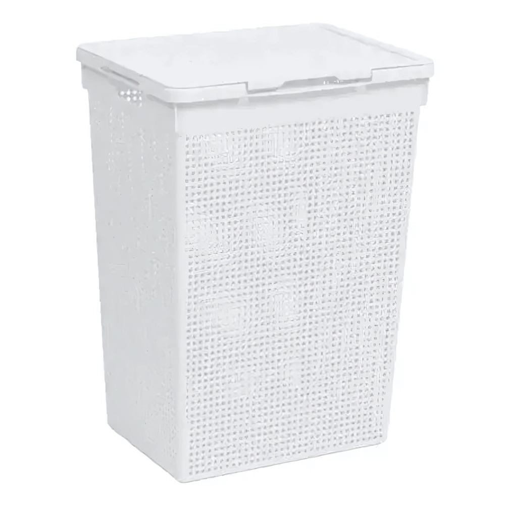 Корзина для белья Лофт с крышкой 60л (белый)