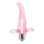 Розовый вибростимулятор 10см на палец с щёточкой Baile Vibro Finger BI-014078