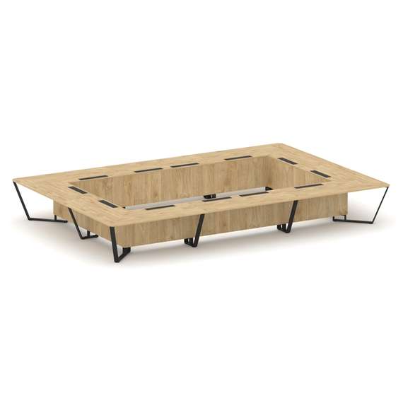 Steel Meet Стол переговорный прямоугольный KDK-PR.B.SP-26K2 Тиквуд Светлый/Металл Черный 6000*4000*7