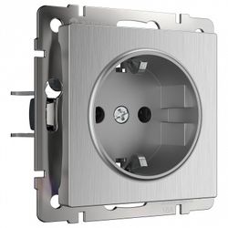 Розетка с заземлением, без рамки Werkel серебряный рифленый W1171009
