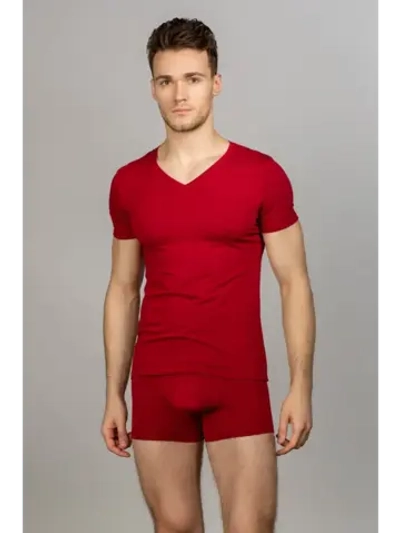 Футболка V-вырез однотонная облегающая