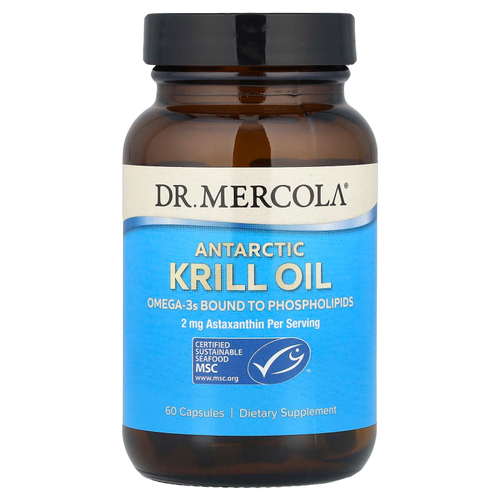 Dr. Mercola, масло антарктического криля, 60 капсул