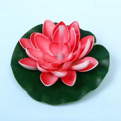 Растение водоплавающее «Кувшинка» d-13см красная, с подсветкой (теплый белый)