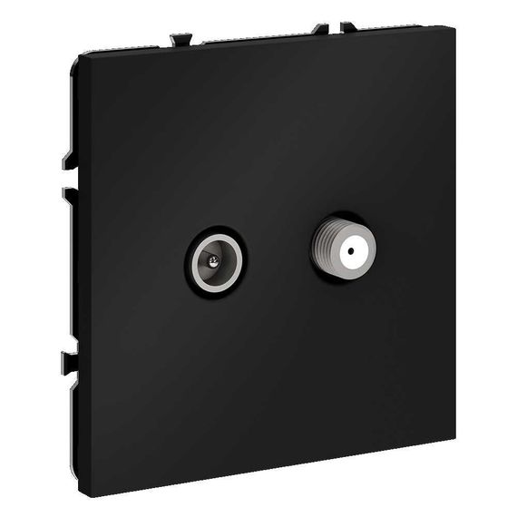 Розетка телевизионнная встраиваемая Voltum S70 оконечная TV+SAT, (черный матовый) VLS060408