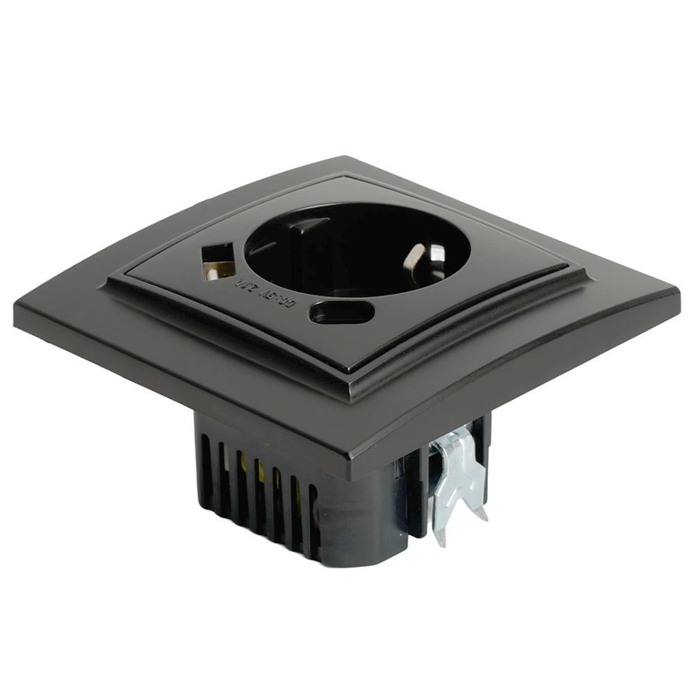 Розетка 1-местная с/з STEKKER, PST16-9016-03, 250В, 16А с USB+ type C, серия Эрна, черный 50078