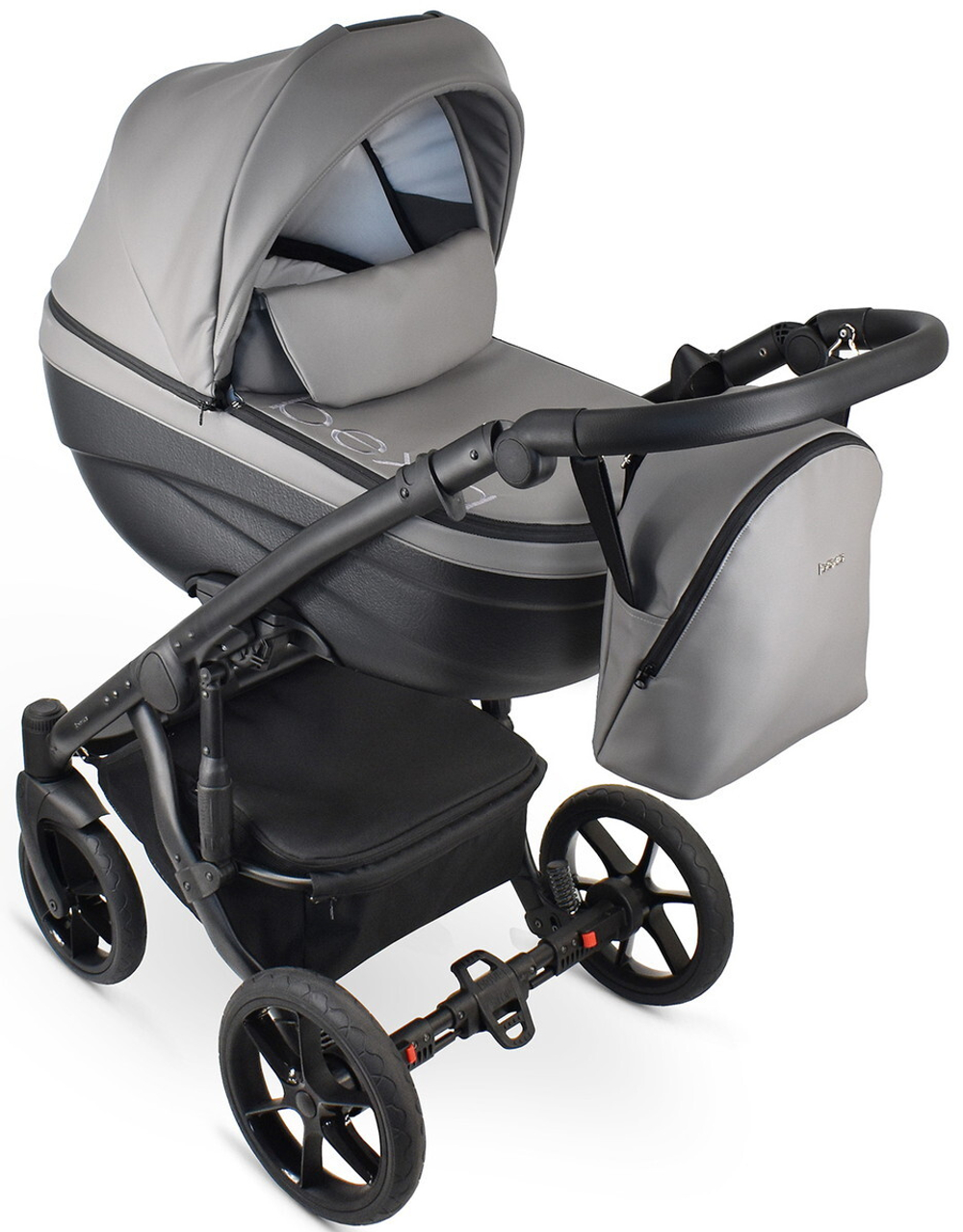 Детская коляска Bexa Ideal Eco 2 в 1 IE05 черный+св.серая кожа