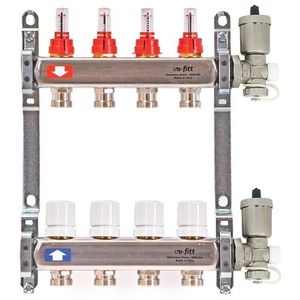 Коллекторы Uni-Fitt 450A из нерж. стали с воздухоотводчиками, расходомерами и термостатическим вентилями