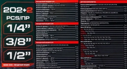 Набор инструментов 202+2пр. 1/4'', 3/8'', 1/2''(6гр.,12гр.) RockFORCE RF-42022+2