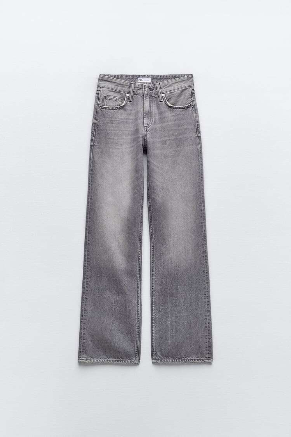 ZARA ДЖИНСЫ TRF WIDE LEG MID RISE FULL LENGTH, СЕРЫЙ