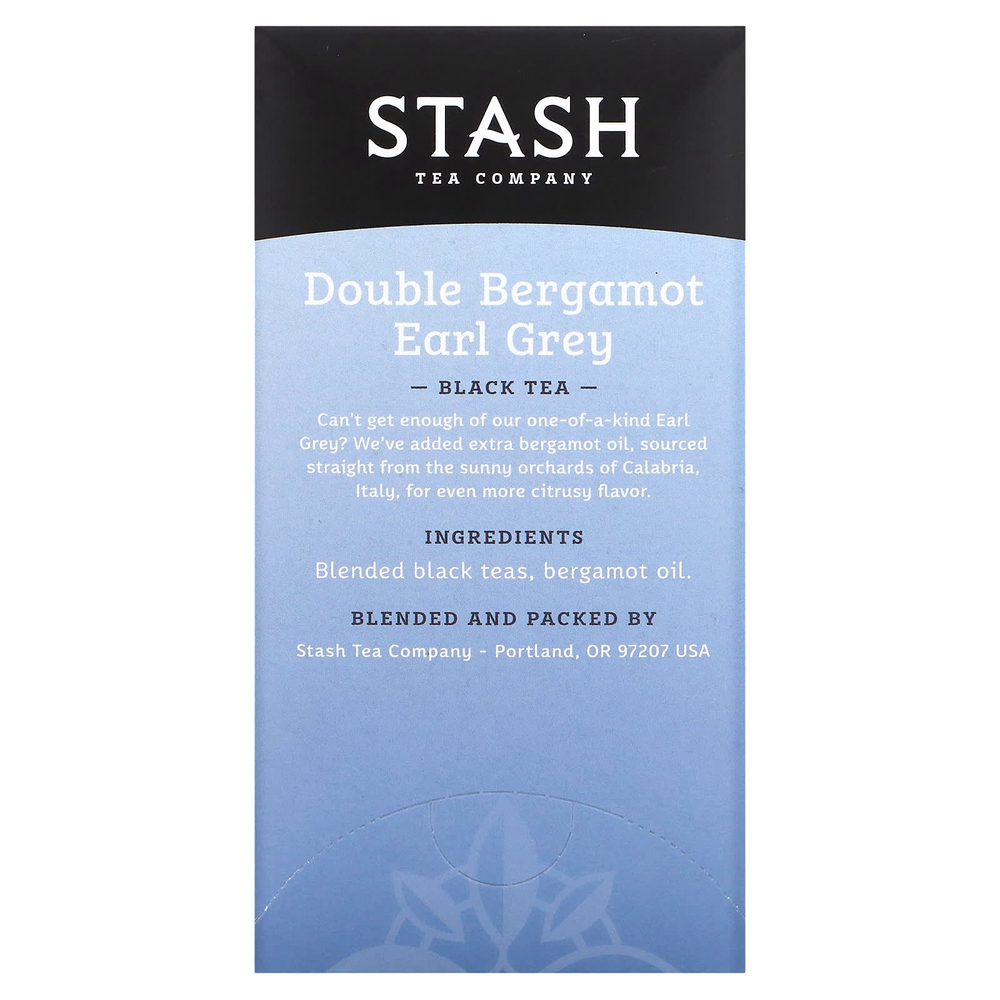Stash Tea, Earl Grey, черный чай, двойной бергамот, 18 чайных пакетиков, 33 г (1,1 унции)