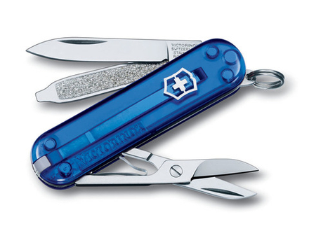 Нож-брелок VICTORINOX Classic SD 58 мм 7 функций полупрозрачный синий VC6223.2