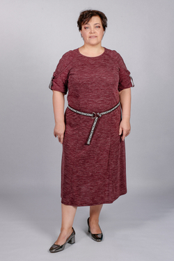 Трикотажное платье 2866АП, вишневый #95В052866АП