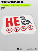 Табличка для частной территории "Не есть не пить не курить и не звонить", на дом, для участка и организаций, предупреждающая, 40х30 см, Silver Plane x Айдентика Технолоджи