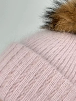 шапка ангора с меховым помпоном зимняя пушистая стильная